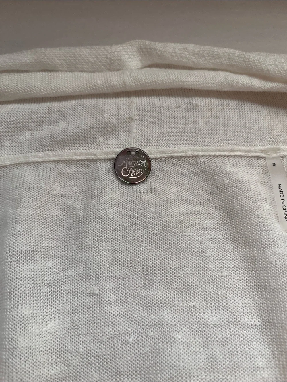 Margaret O'Leary White Open-Front Long Line 100% Linen Cardigan Small
